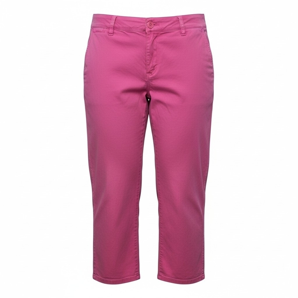 Crown & Ivy Charlotte Women’s 10 Bright Pink Capri Jeans 4 Pocket Clamdiggers
